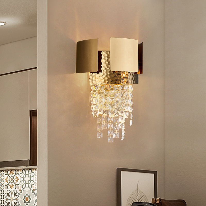 Stainless steel gold LED E14 wall sconce lamp crystal lighting lights
