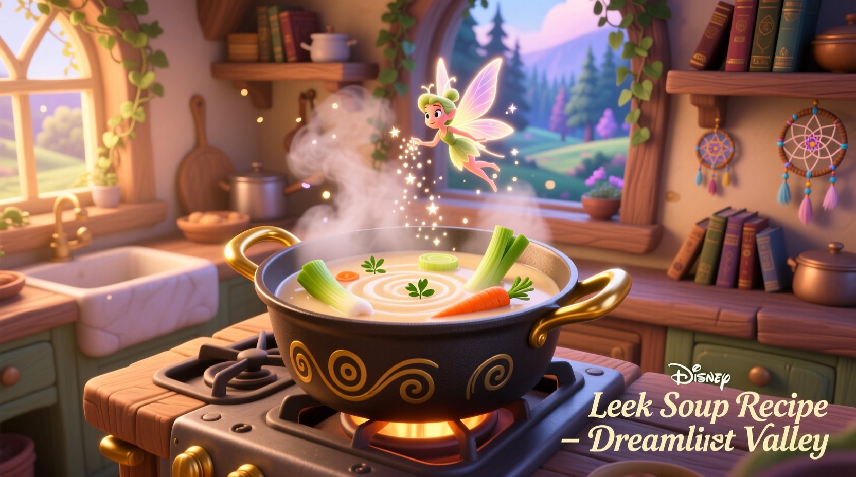 Disney Dreamlight Valley leek soup in cooking pot