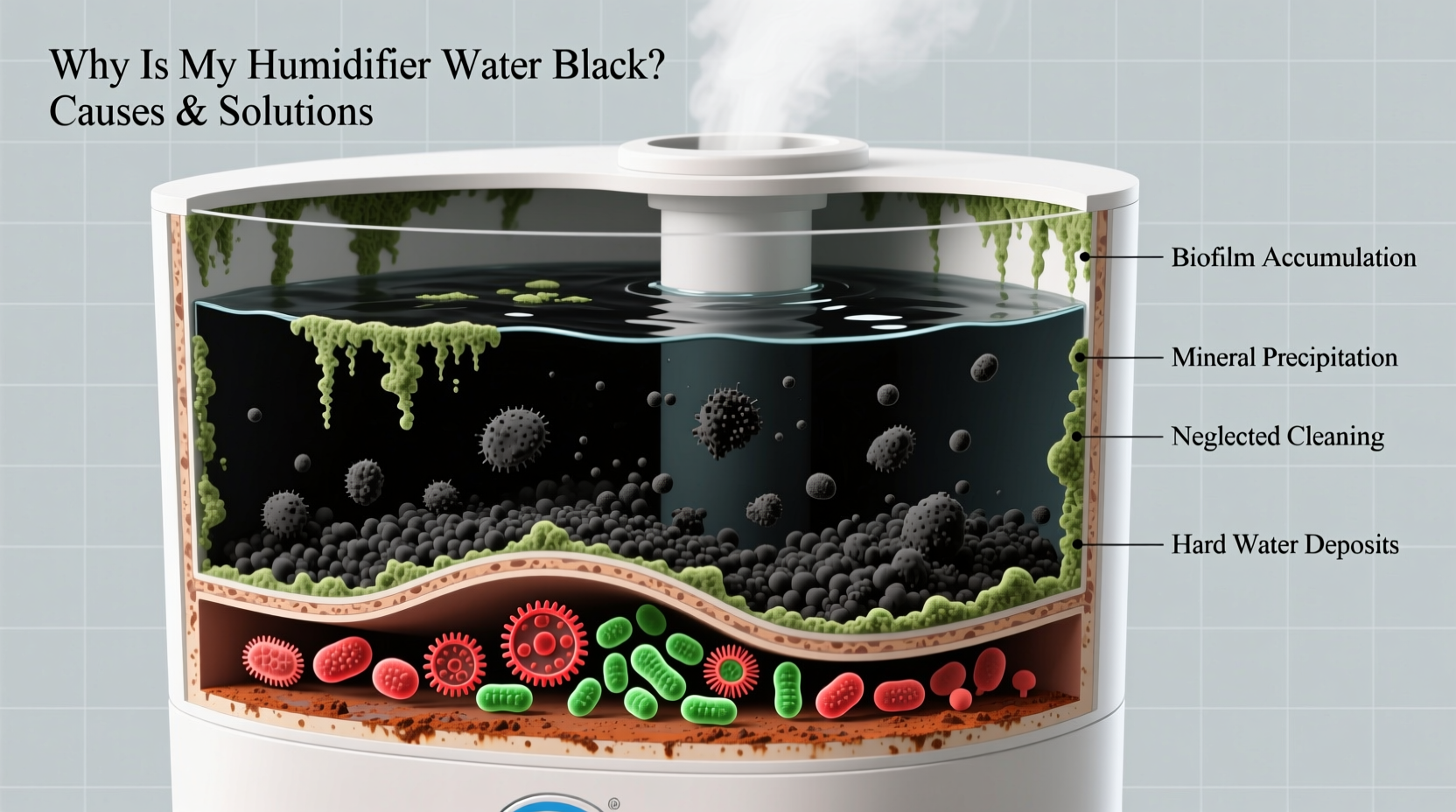 why is my humidifier water black causes solutions