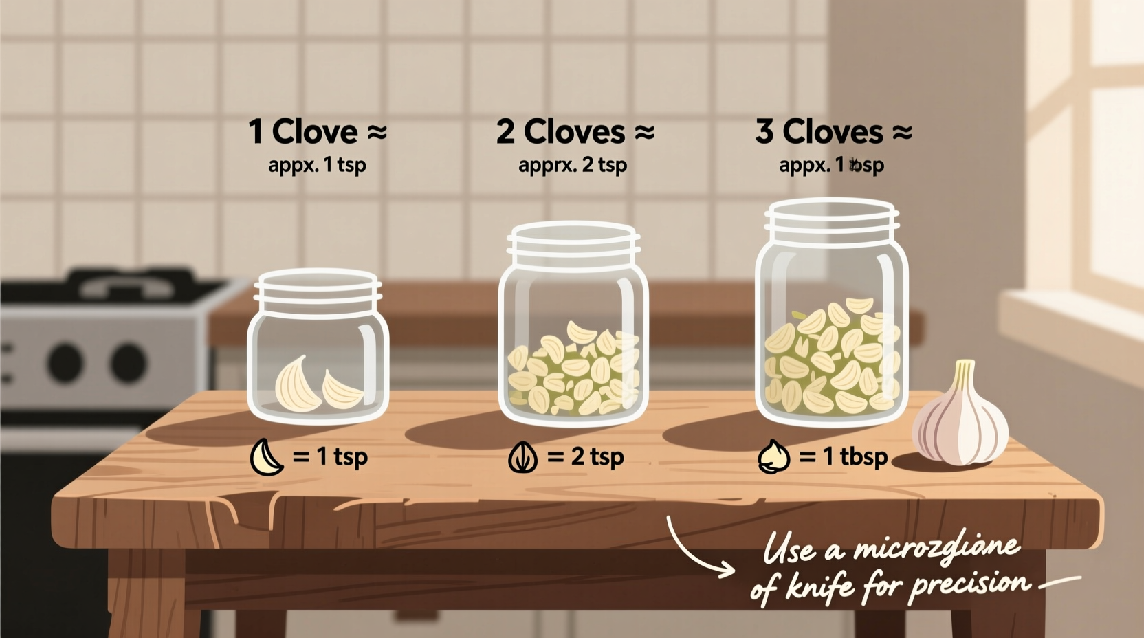 Minced garlic measurement comparison chart