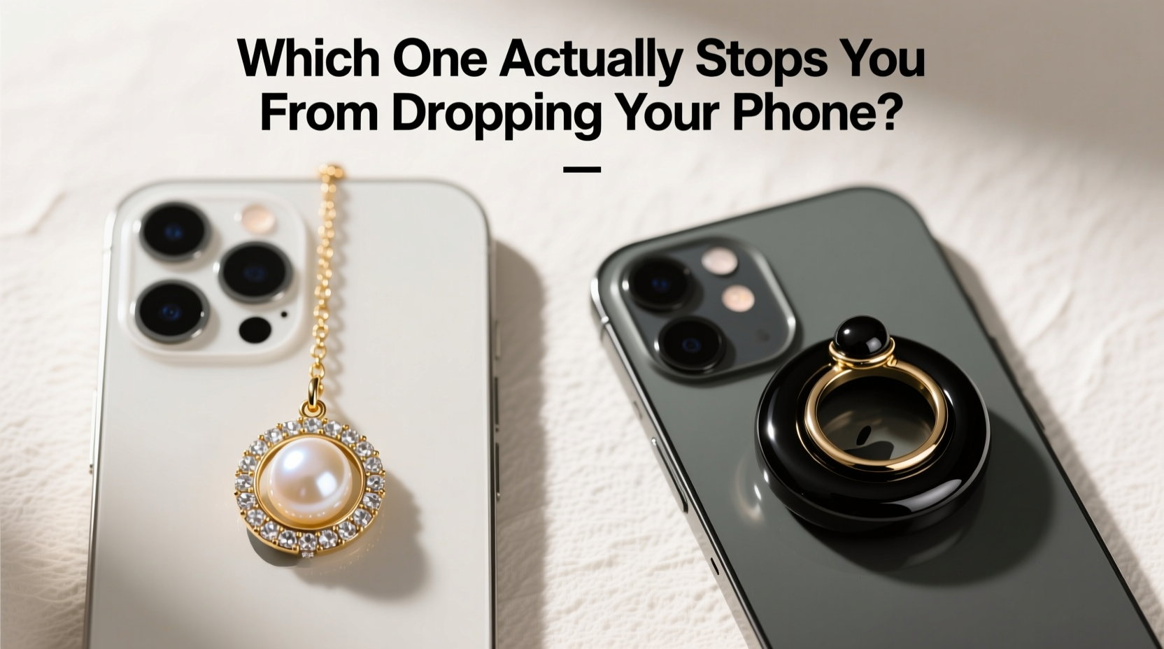 pearl phone charm vs ring holder which one actually stops you from dropping your phone and looks good doing it