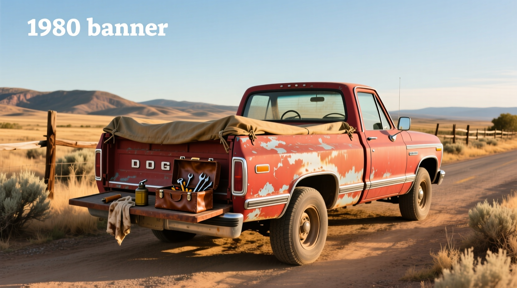 1980 Dodge pickup truck showing front grille and body lines