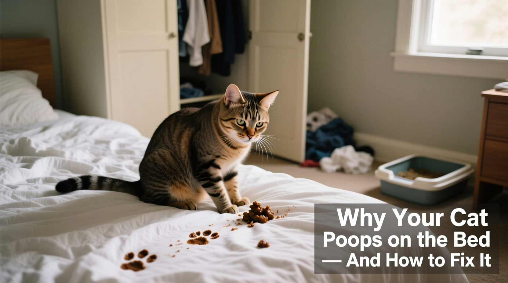 cat pooping on bed reasons and solutions for this behavior