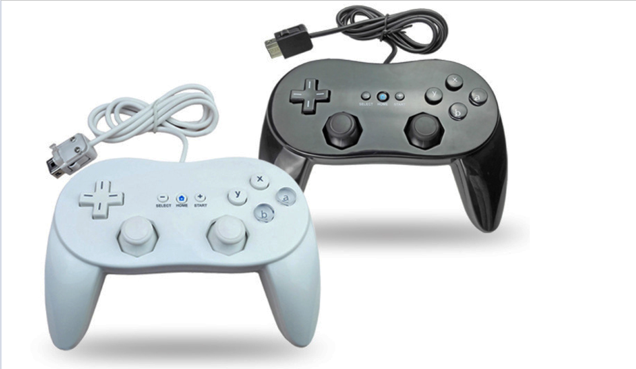 适用于任天堂wii游戏手柄遥控器的黑色/白色经典有线游戏手柄