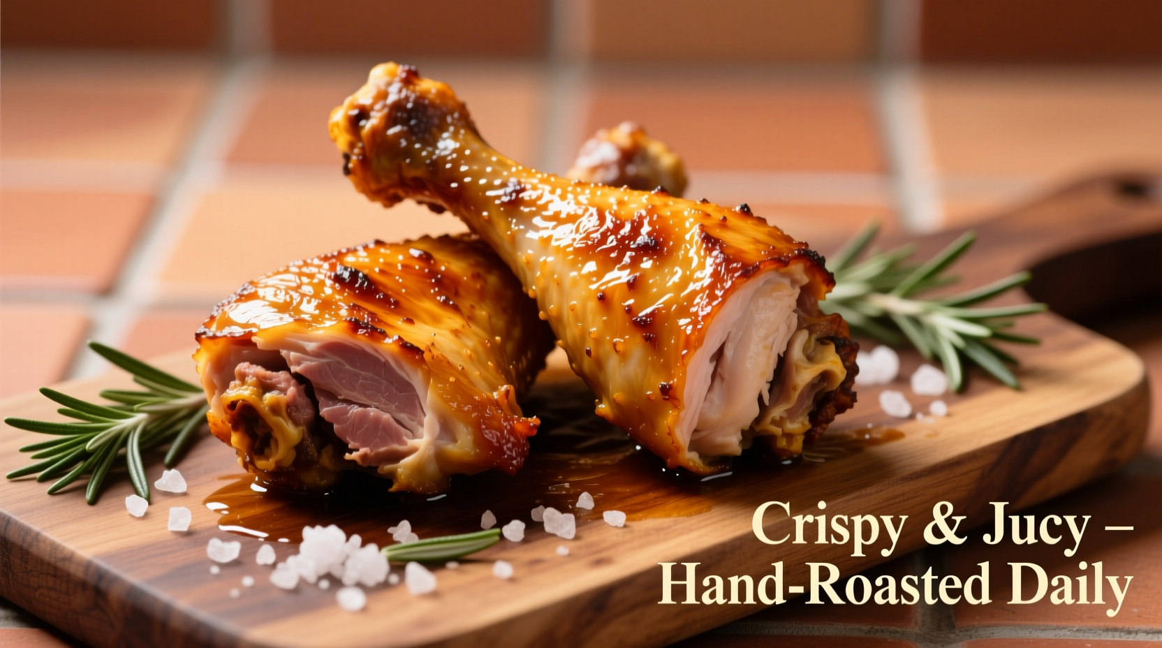 Perfectly roasted chicken legs with golden crispy skin