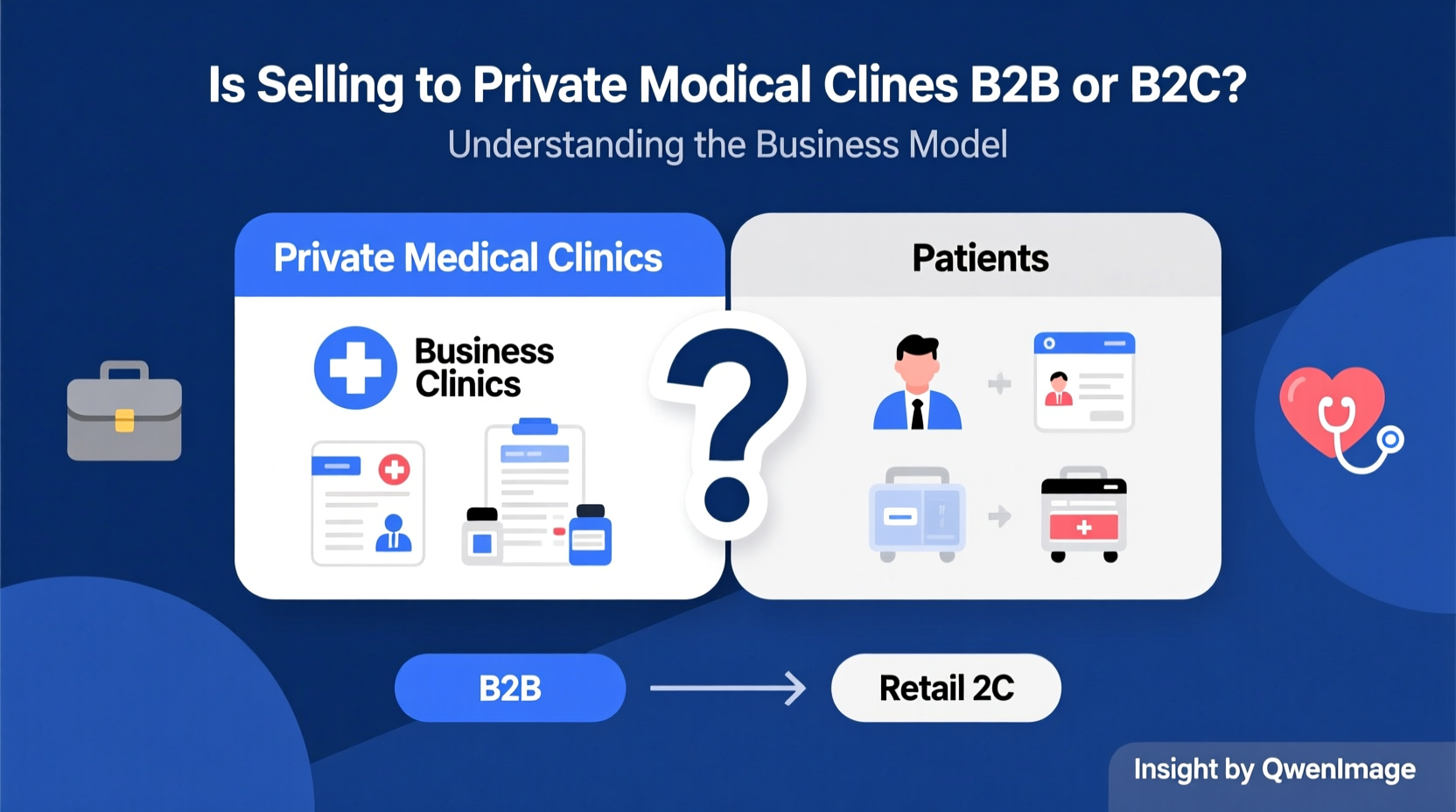 is selling to private medical clinics b2b or b2c