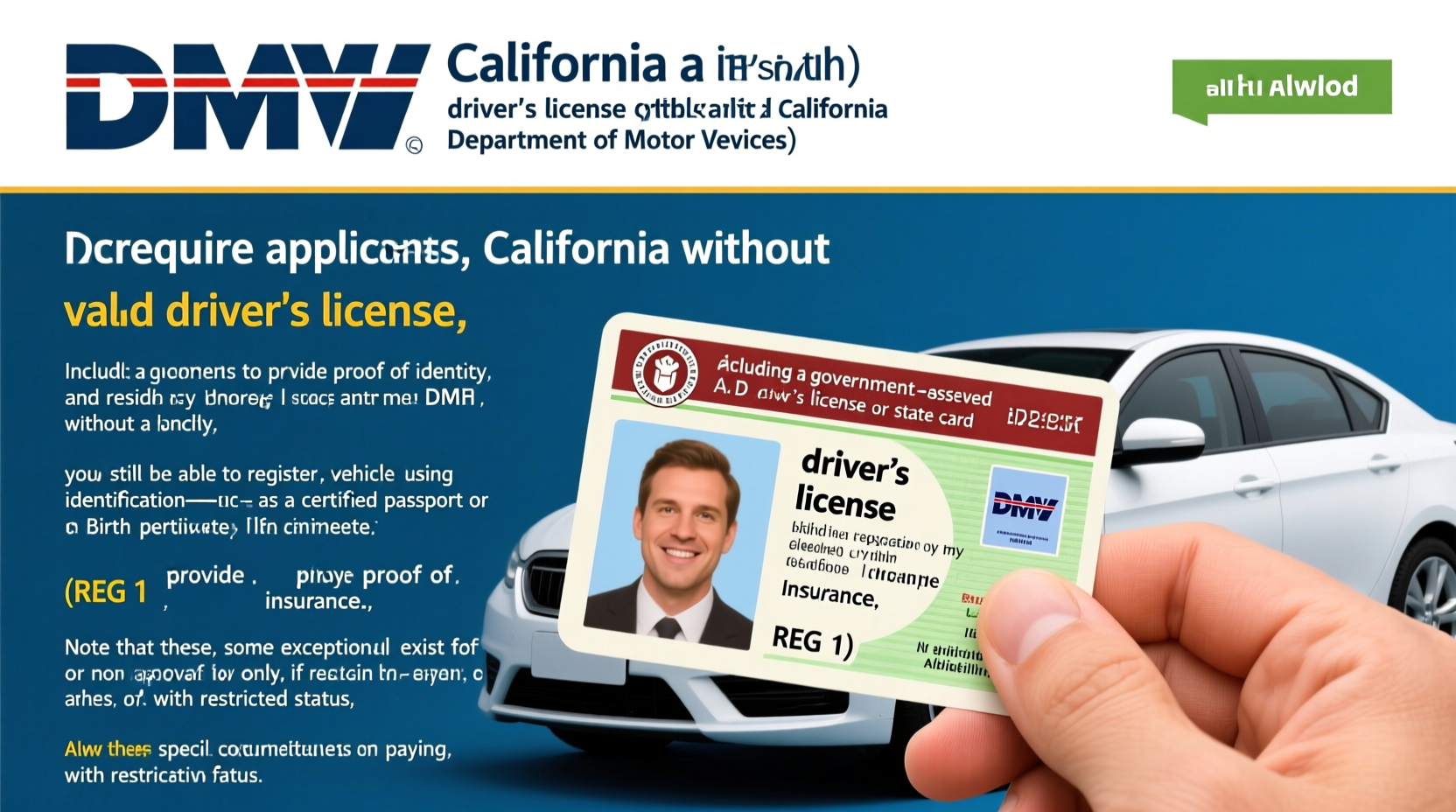 can you register a car without a license in california