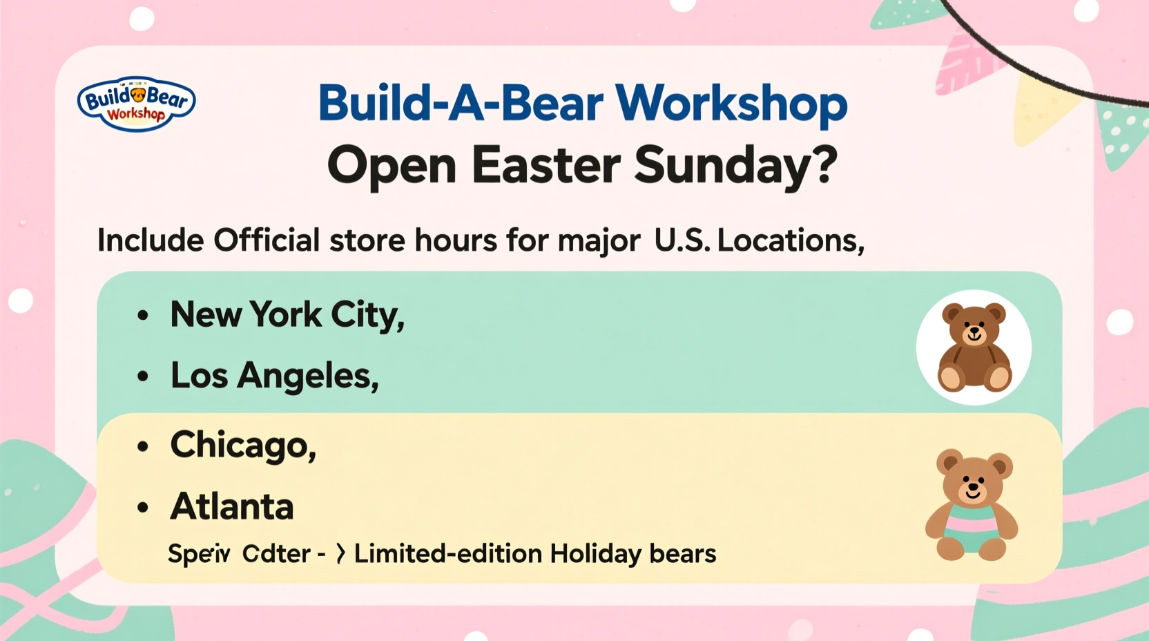 is build a bear open on easter