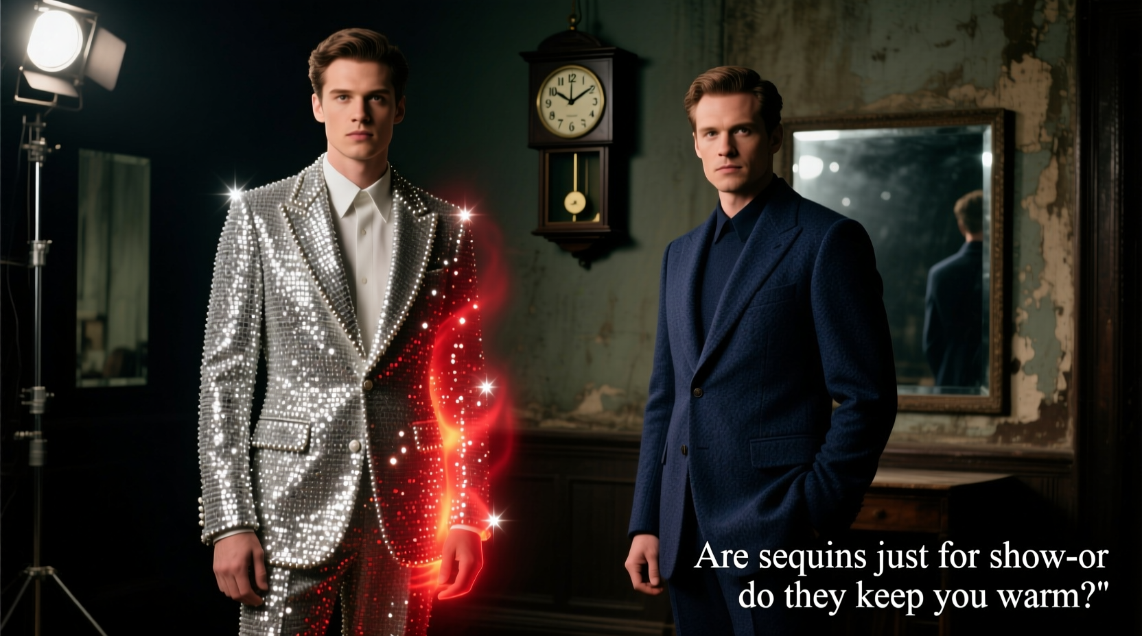 sequin tweed suit vs wool suit are sequins just for show or do they actually keep you warmer