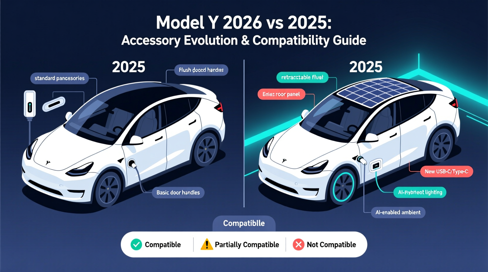 model y 2026 vs 2025 accessories
