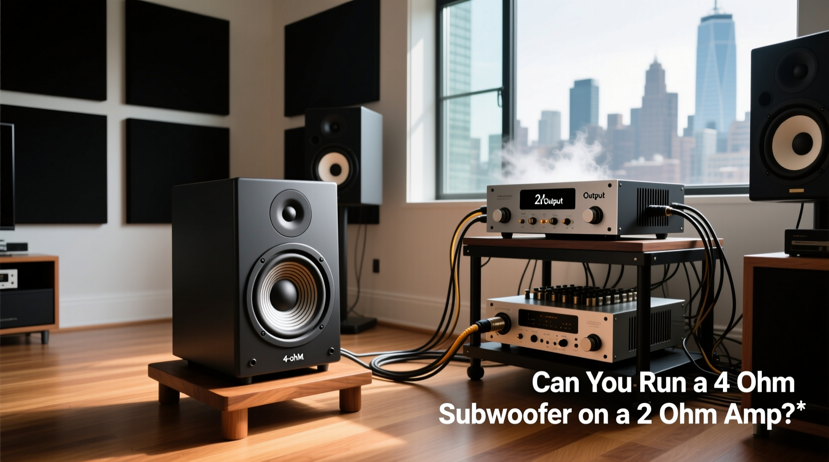 Diagram showing 2 ohm vs 4 ohm subwoofer wiring options for car amplifiers