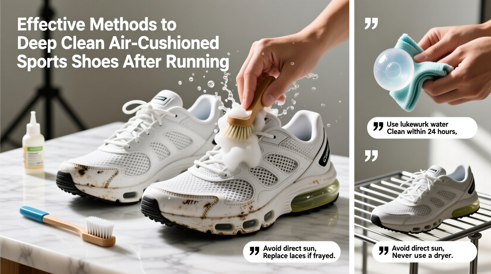 effective methods to deep clean air cushioned sports shoes after running