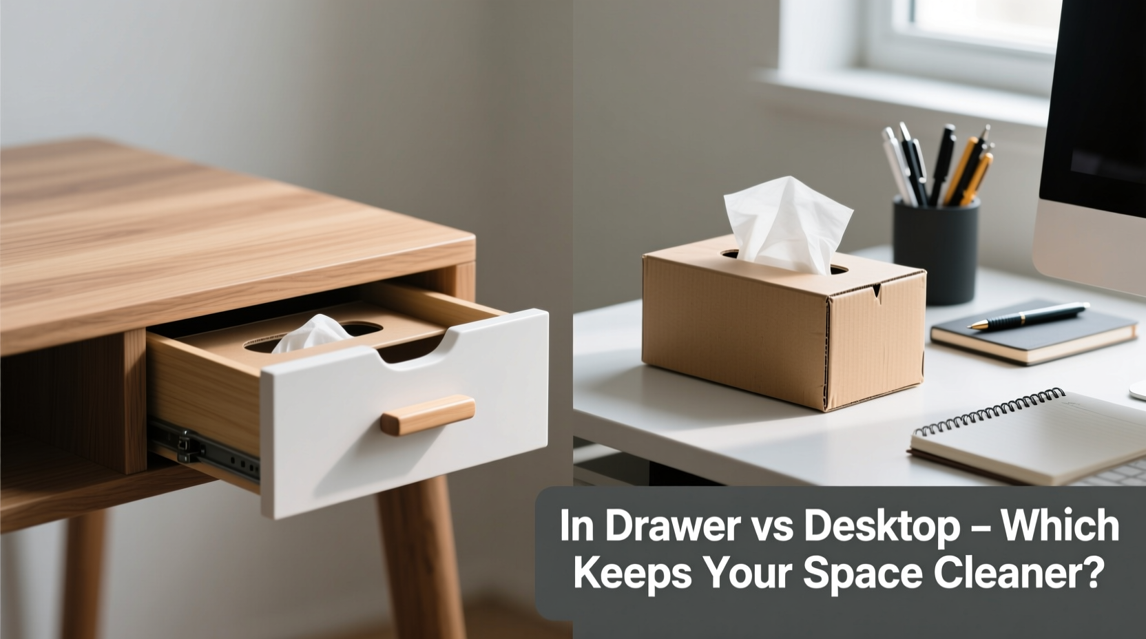 in drawer vs desktop tissue box which one actually keeps your space cleaner