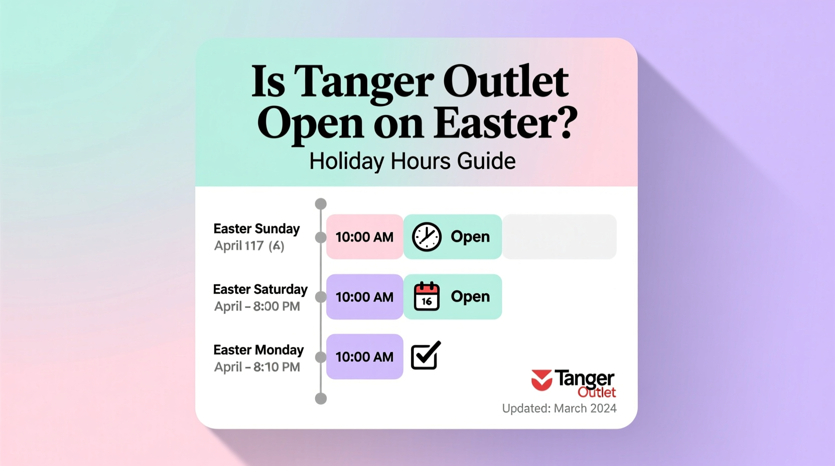 is tanger outlet open on easter