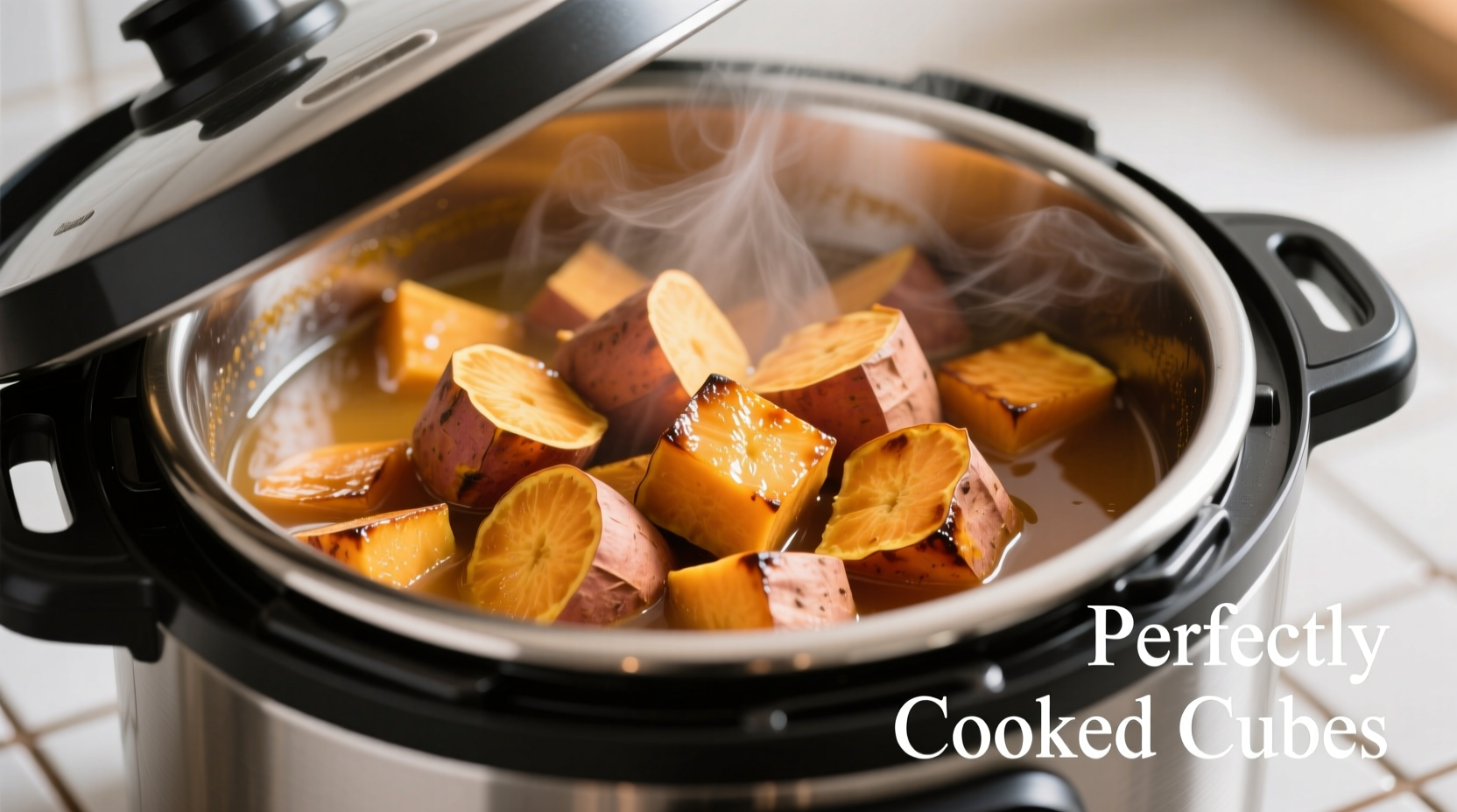 Perfectly cooked cubed sweet potatoes in Instant Pot