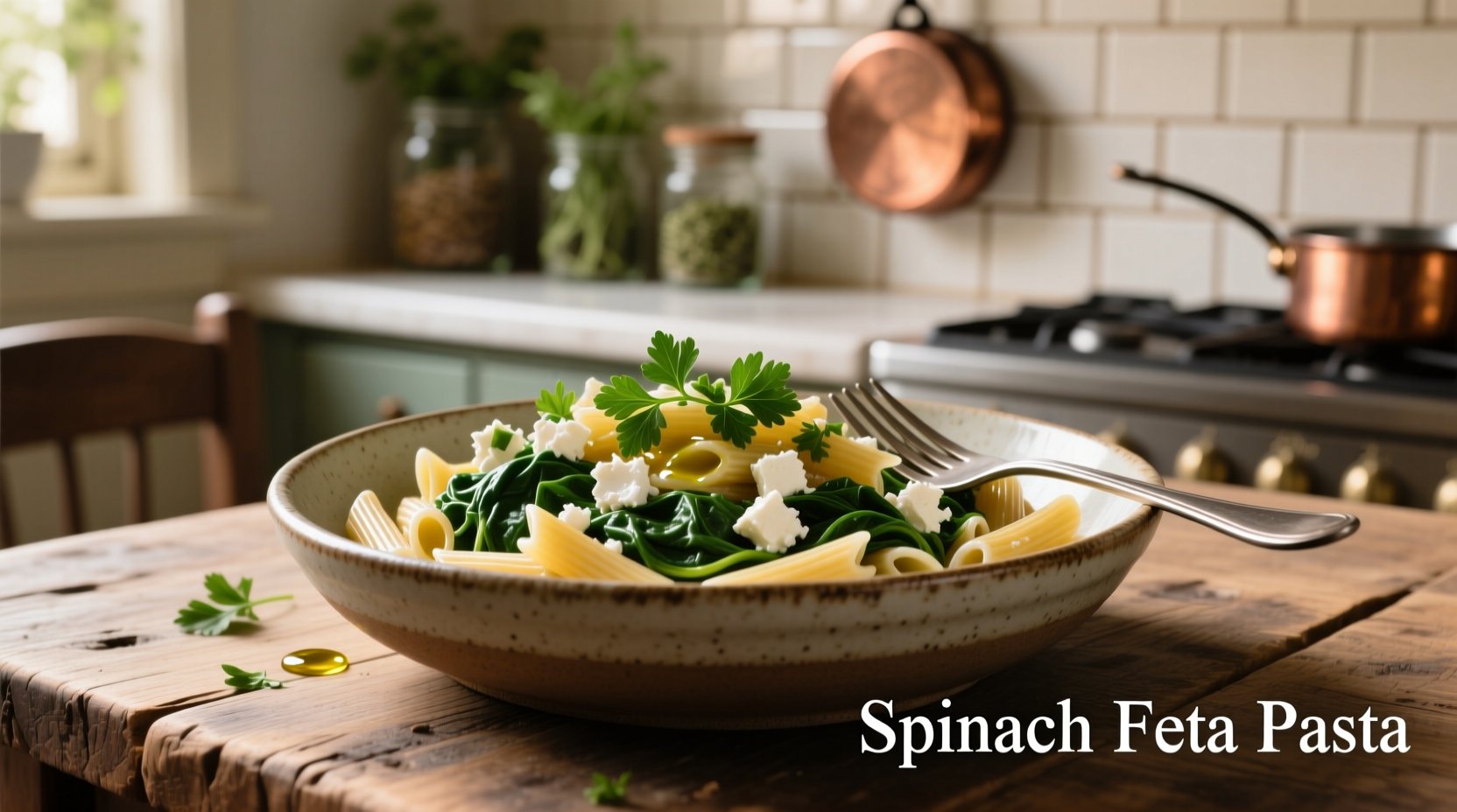Creamy Spinach Feta Pasta Recipe in 25 Minutes