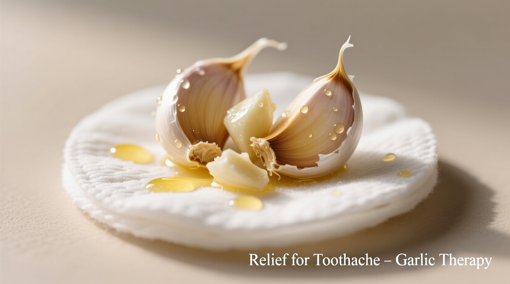 Crushed garlic on cotton pad for toothache