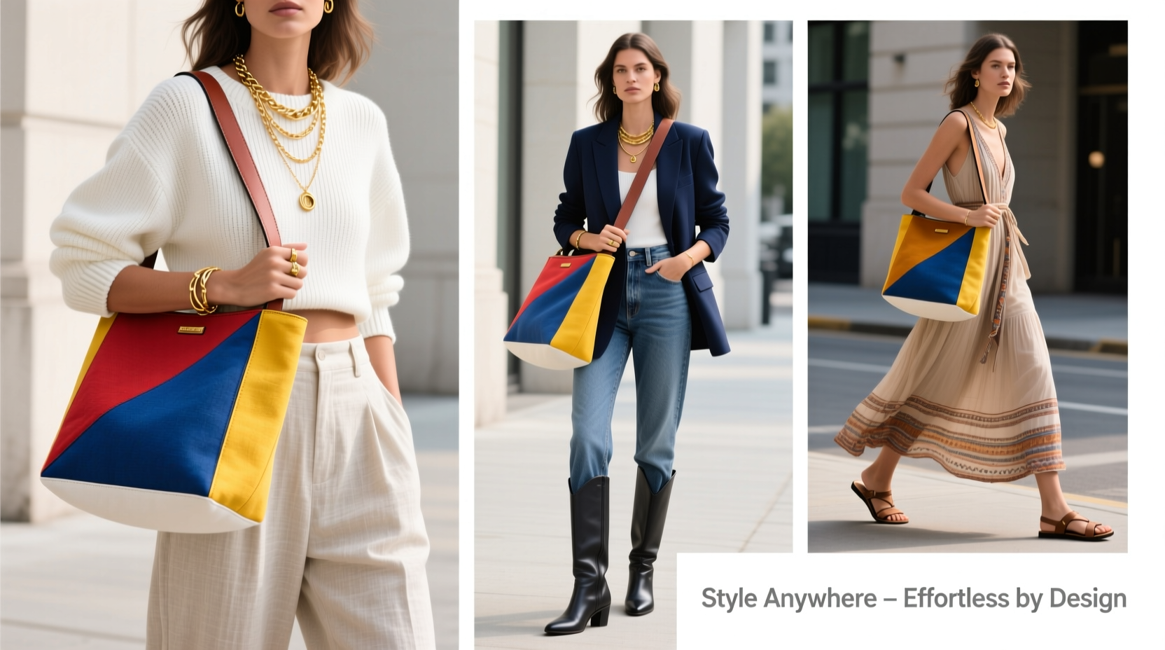 effortless outfits how to style a color block canvas shoulder bag for every occasion