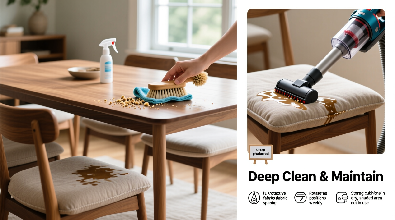 effective methods to deep clean and maintain dining table seat cushions
