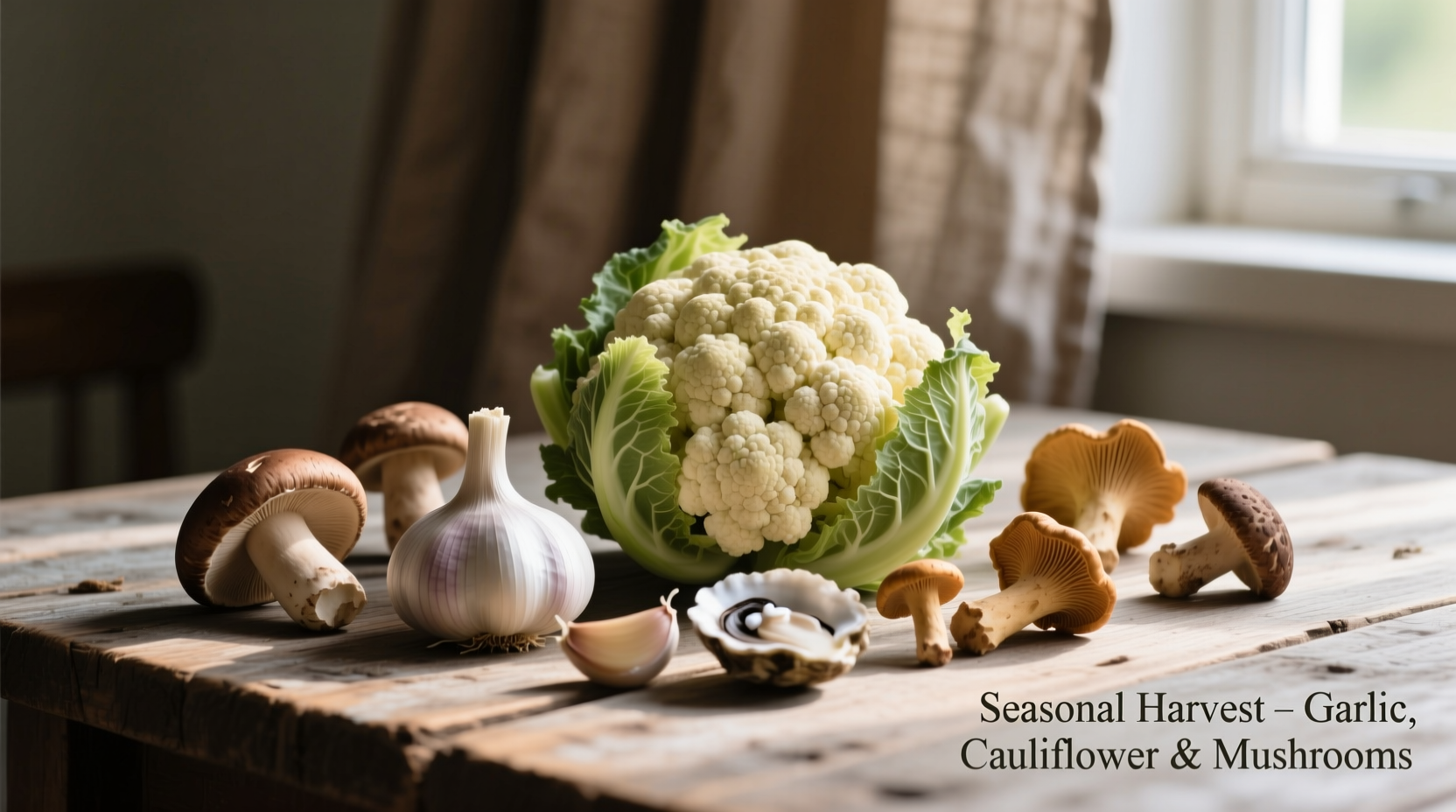 garlic cauliflower and mushrooms