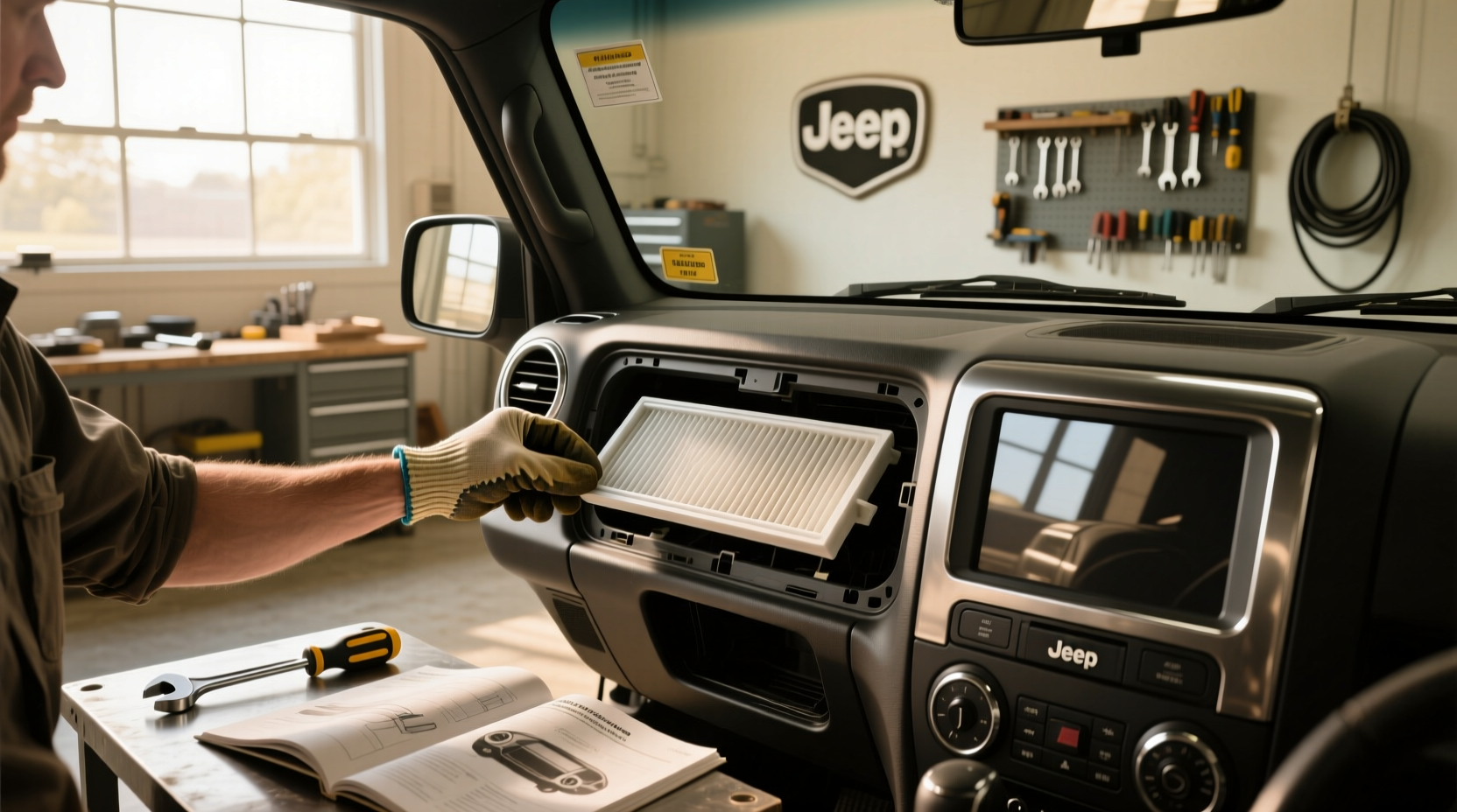 2010–2011 jeep wrangler cabin air filter location replacement