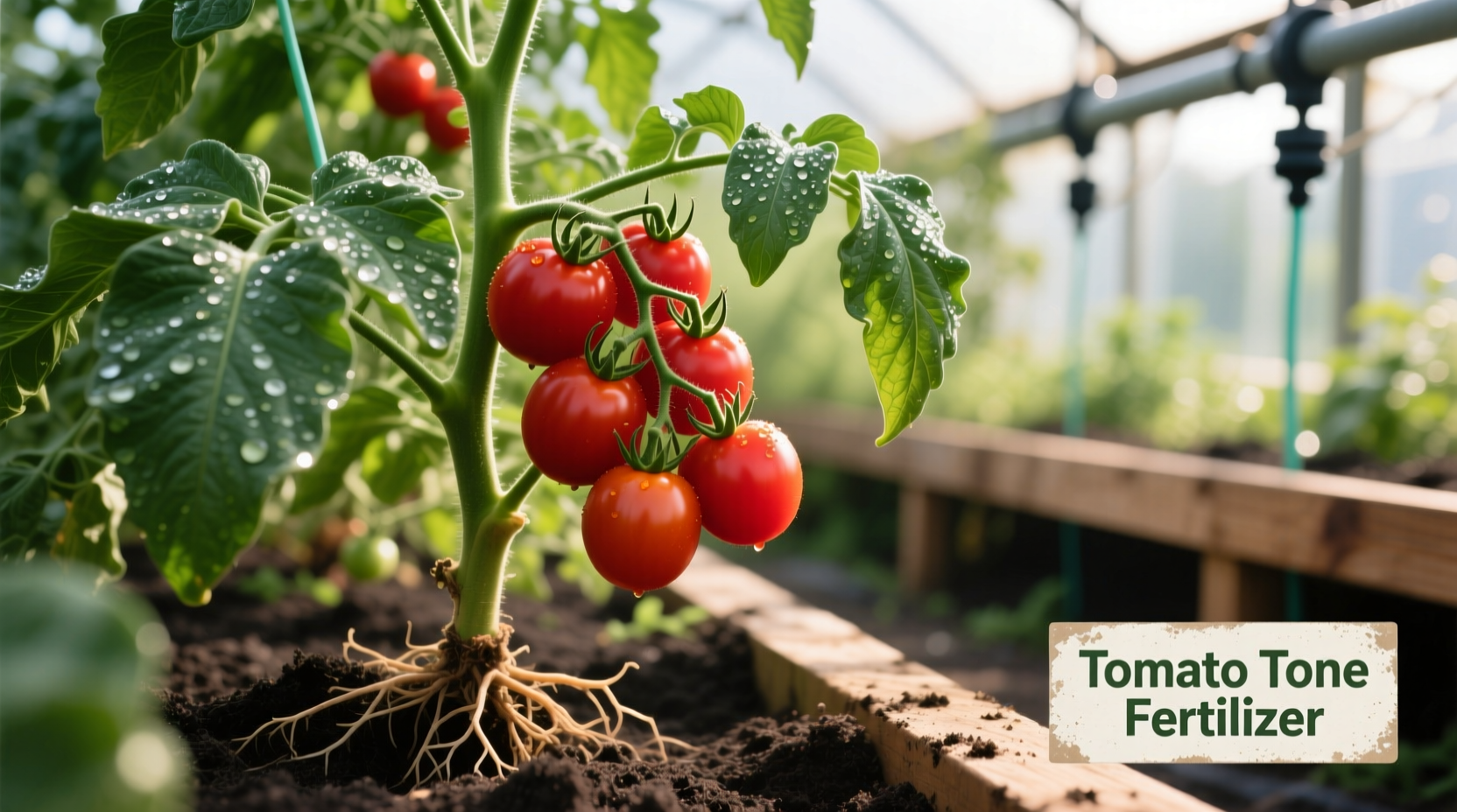 Tomato plants growing with Tomato Tone fertilizer