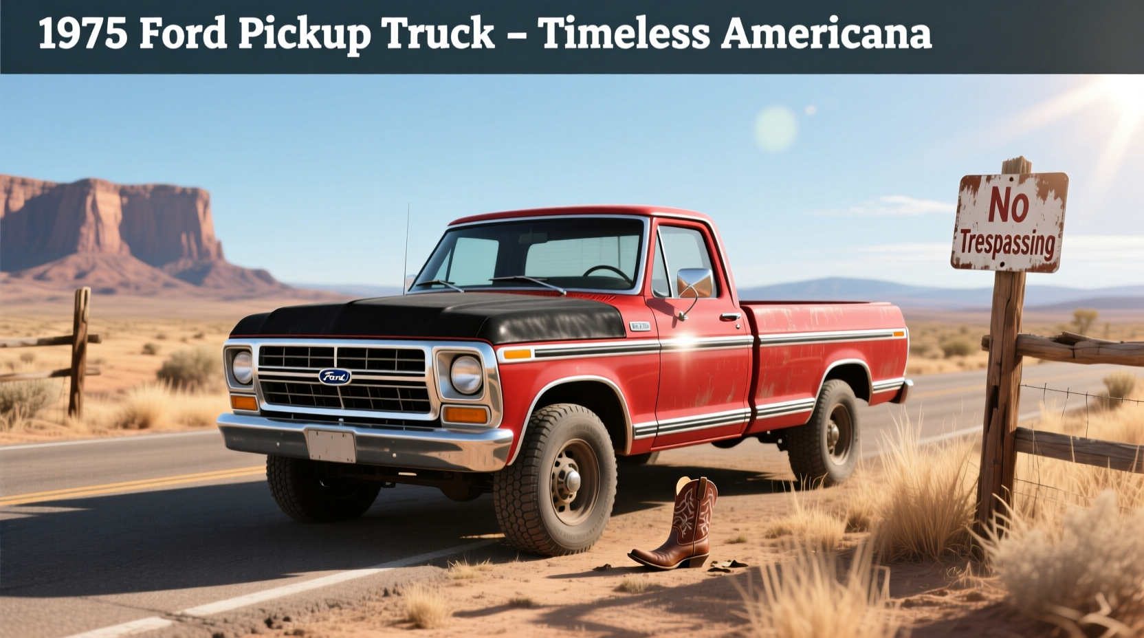 1975 Ford pickup truck on a rural road