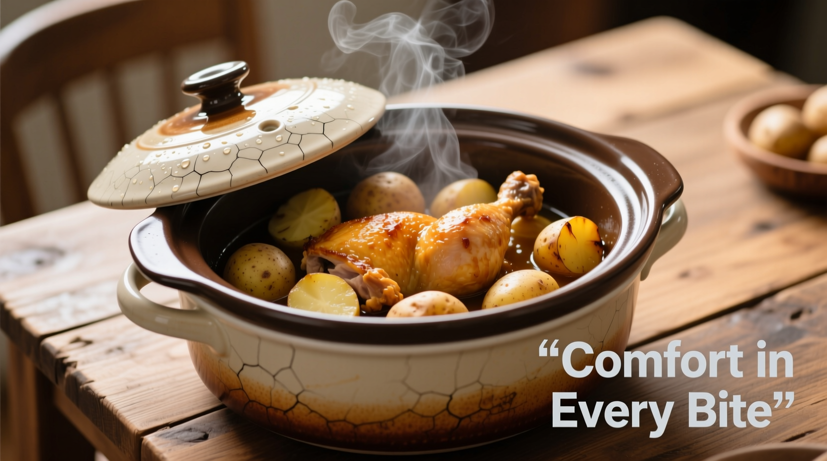 Slow cooker with chicken and potatoes