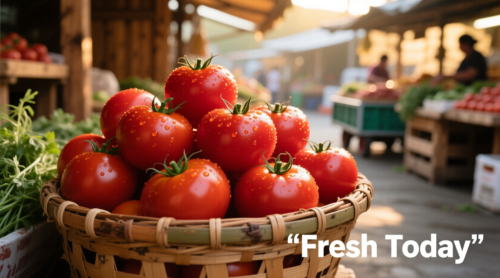Fresh red tomatoes in a market basket