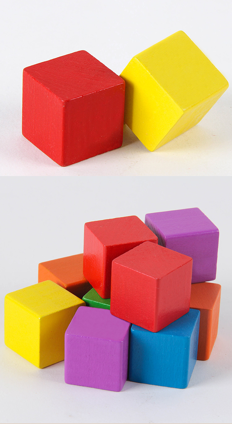 Hot Wholesale Custom Colorful Blocks  Developming Kids Imagination  Educational Toys Wooden Cube Building  Toys 2.5 cm