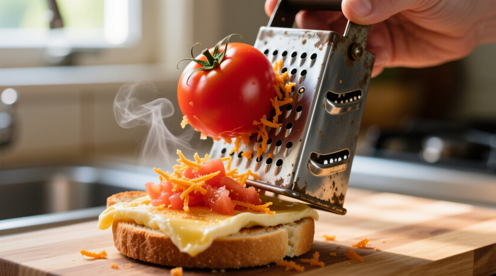 grate a tomato on your breakfast sandwich