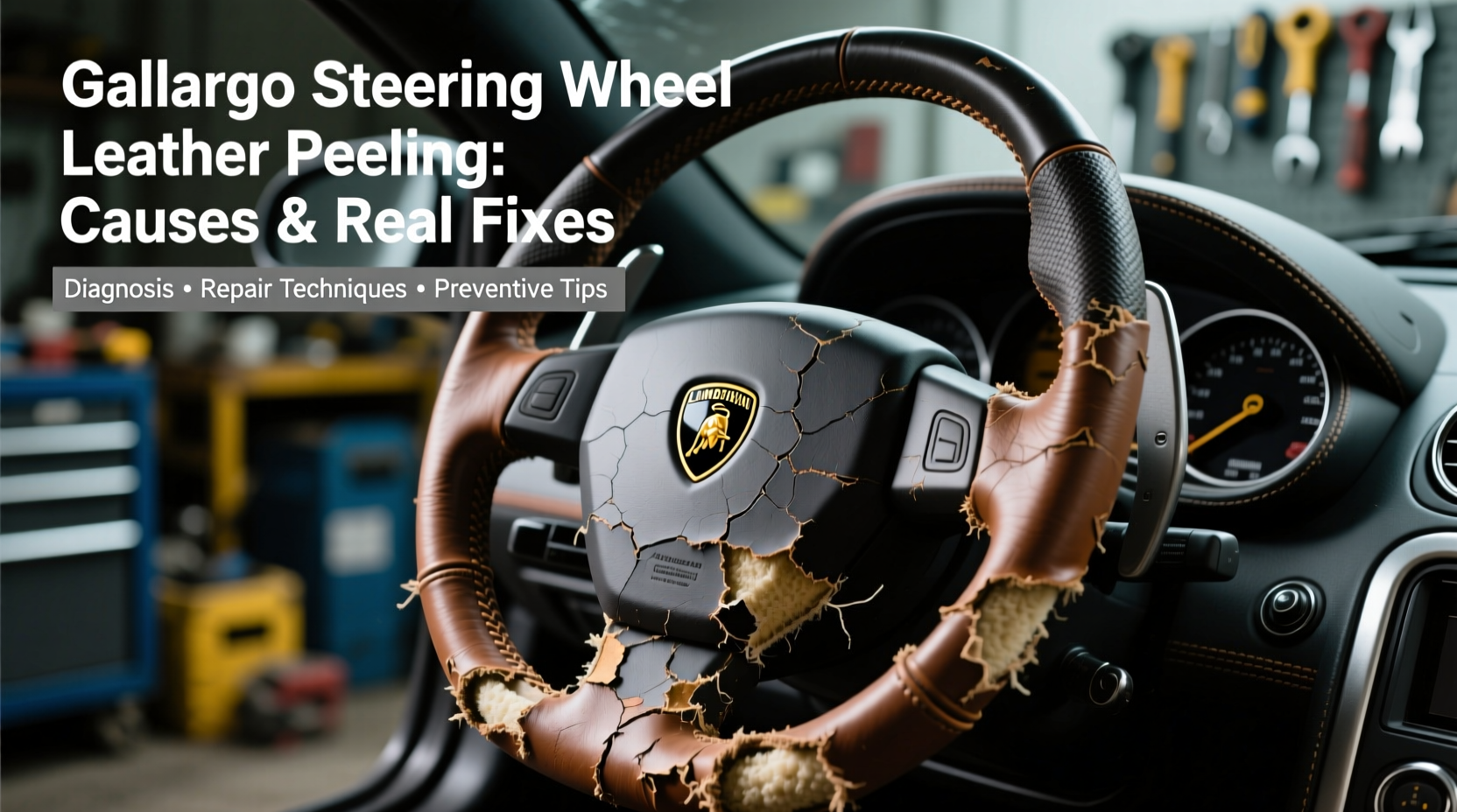 gallardo steering wheel leather peeling