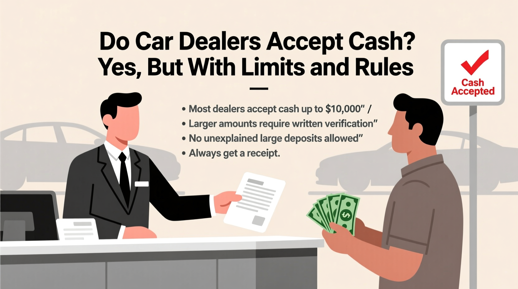 do car dealers accept cash