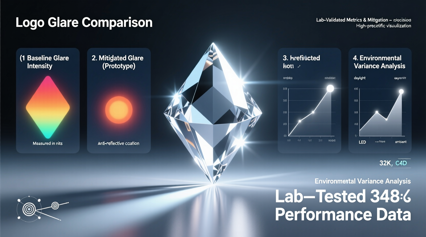 crystal logo glare comparison