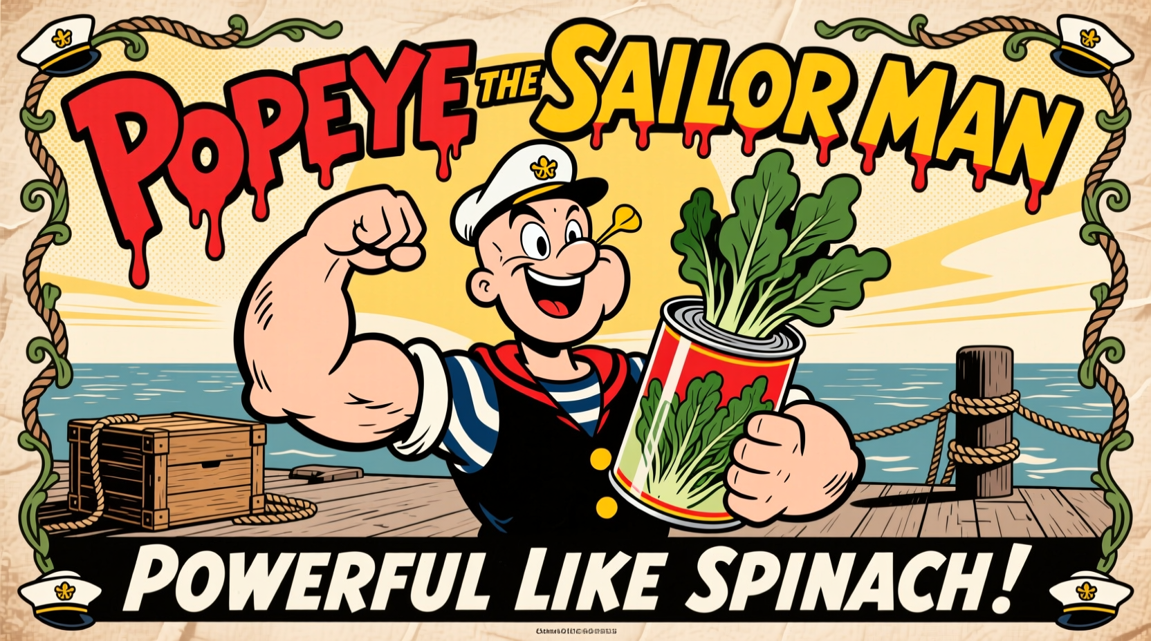 Vintage Popeye spinach can advertisement from 1930s