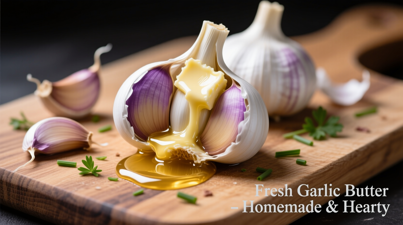 Fresh garlic cloves and butter for homemade garlic butter
