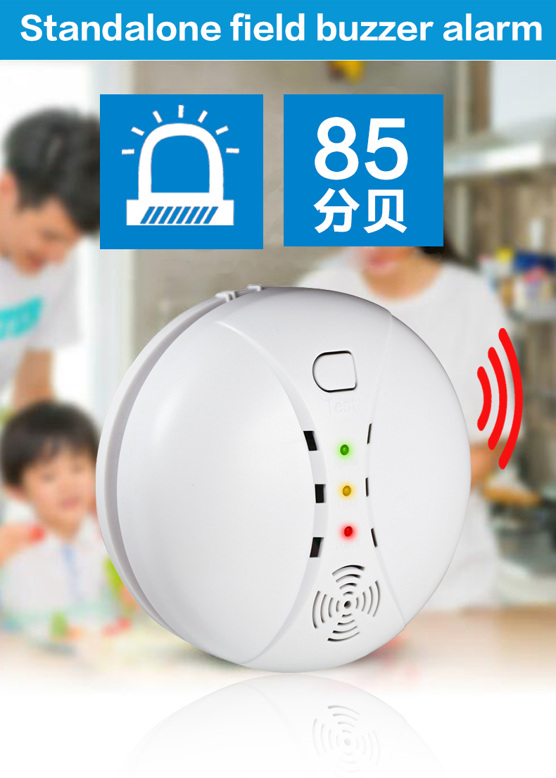 PGST Wireless 9V Battery Operated Smoke Detector Fire Alarm Sensor 1527 433Mhz for Home Security