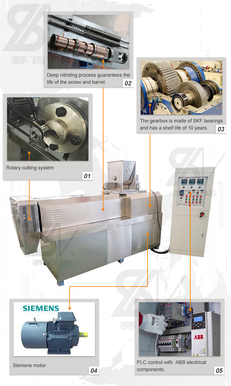 Máy Đùn Trục Vít đôi CE Tiêu Chuẩn Tự Động Dinh Dưỡng Nhân Tạo Gạo Máy Làm