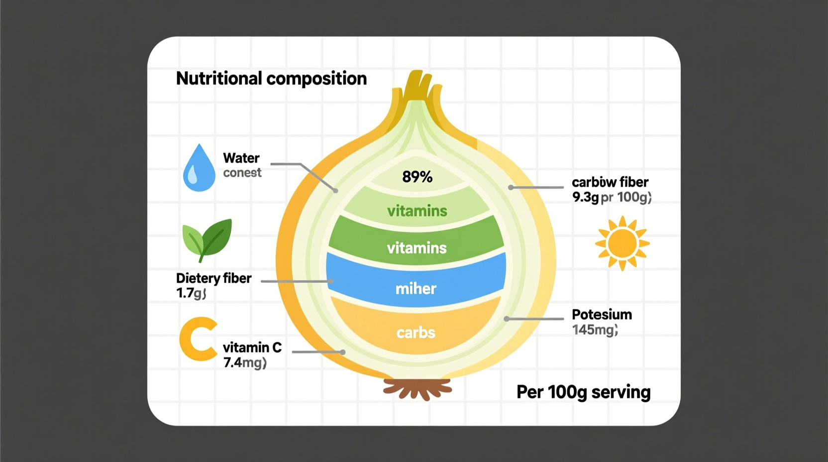 Yellow onion nutritional composition chart