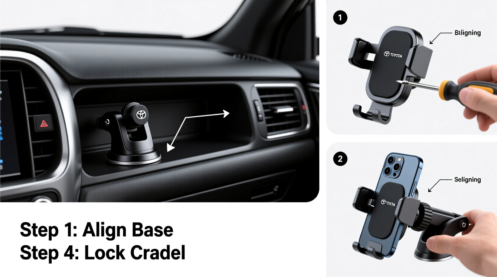 hilux console phone mount install