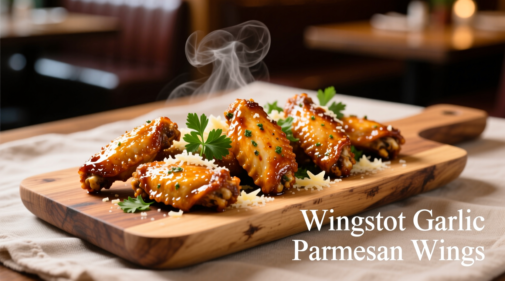 Wingstop Garlic Parmesan wings on serving platter