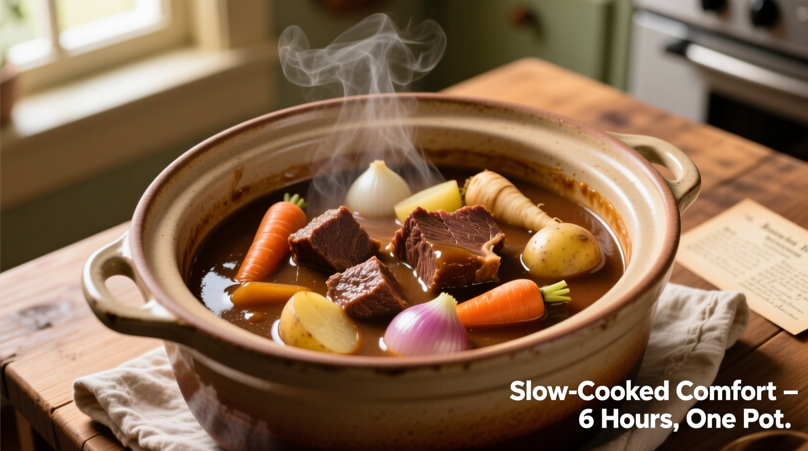 Slow cooker pot roast with vegetables and gravy