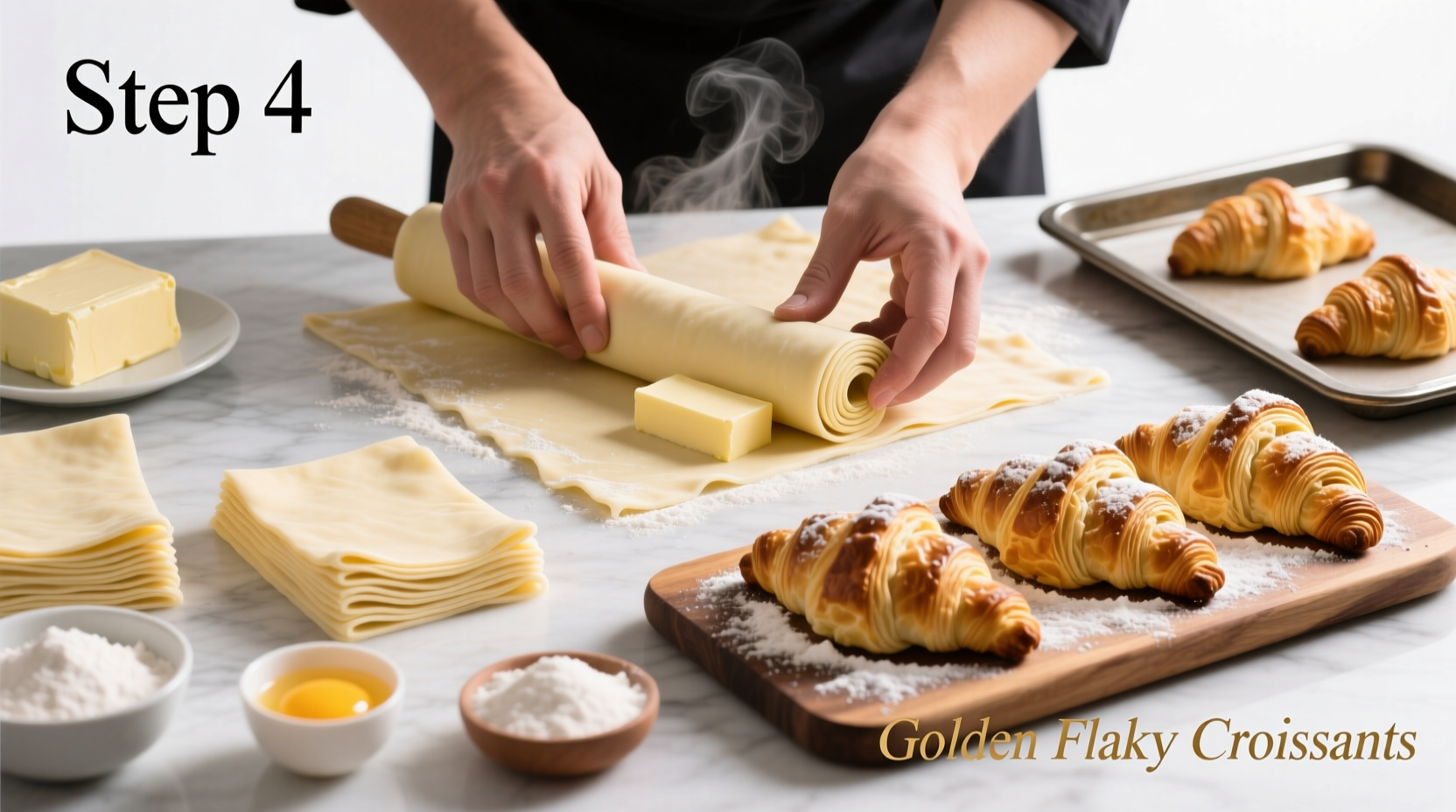 step by step guide to crafting flaky croissants using puff pastry sheets