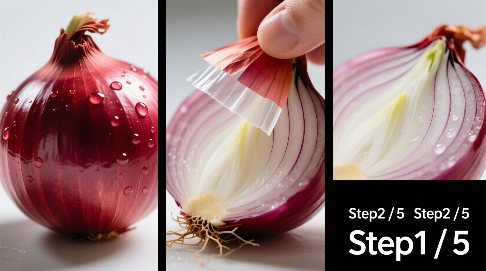 Step-by-step onion drawing process showing layer construction