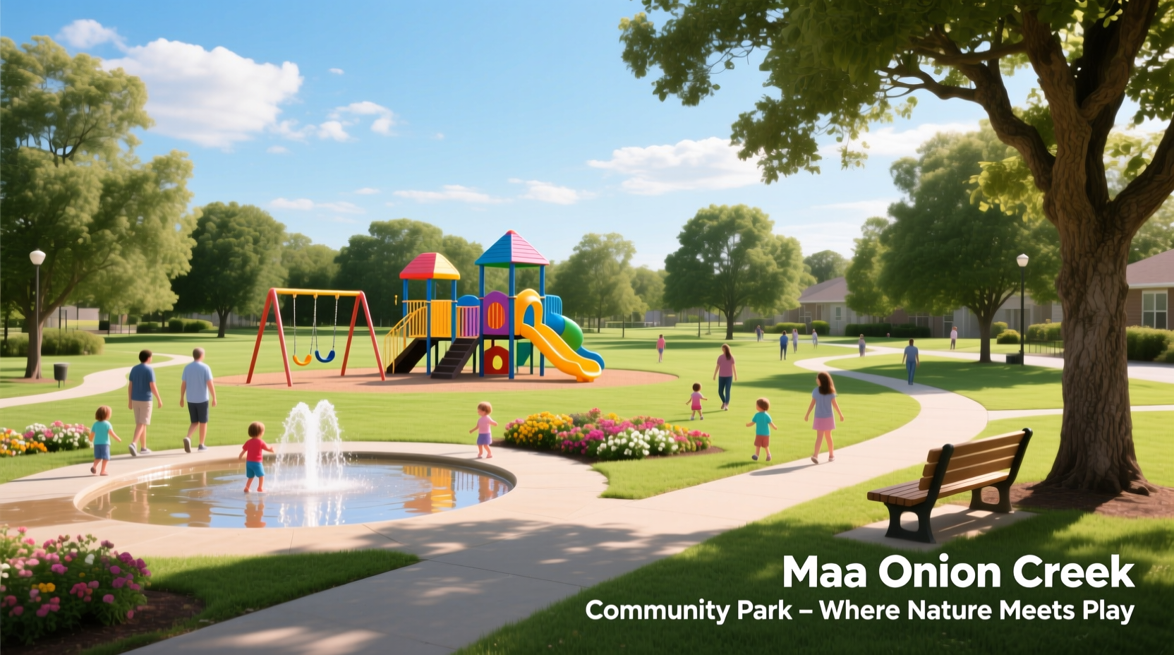 Maa Onion Creek community park with playground and green space