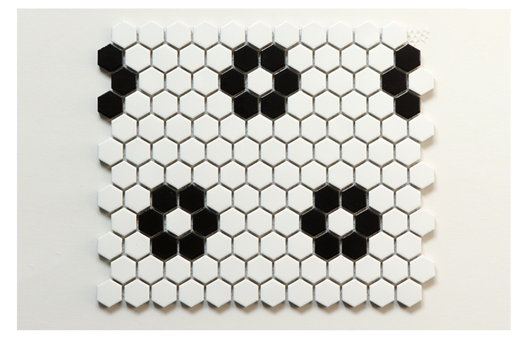 260x300mm Black and White Flower Shape Ceramic Hexagon Mosaic Tile