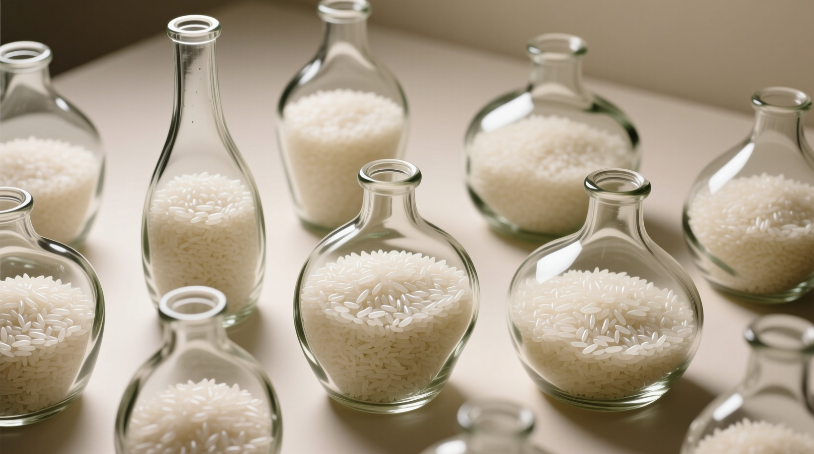clean inside irregular bottles with rice
