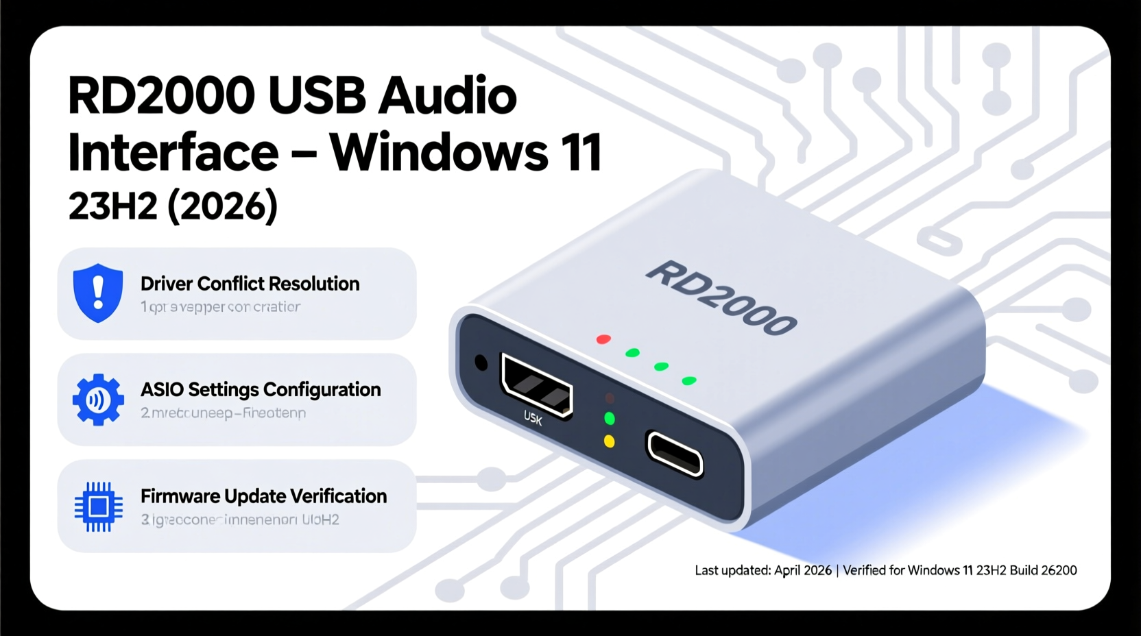 RD2000 USB Audio Interface Mode Not Working on Windows 11 23H2 in 2026 — Driver Conflict, ASIO Settings, and Firmware Update Checklist