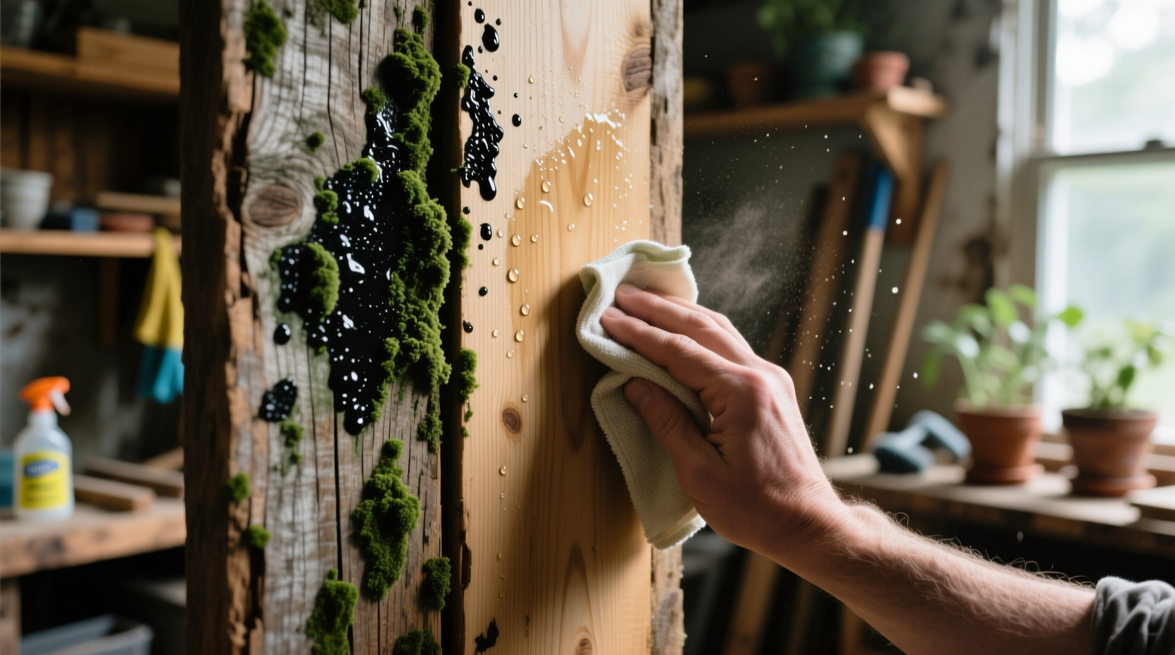 how to clean mold off wood