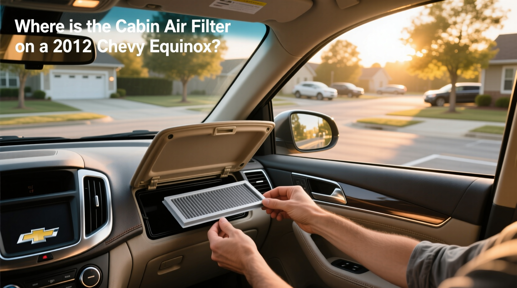 Cabin air filter for 2012 Chevy Equinox shown outside its housing